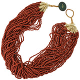 Vintage African Coral & Bone Beads Multi Strand Necklace