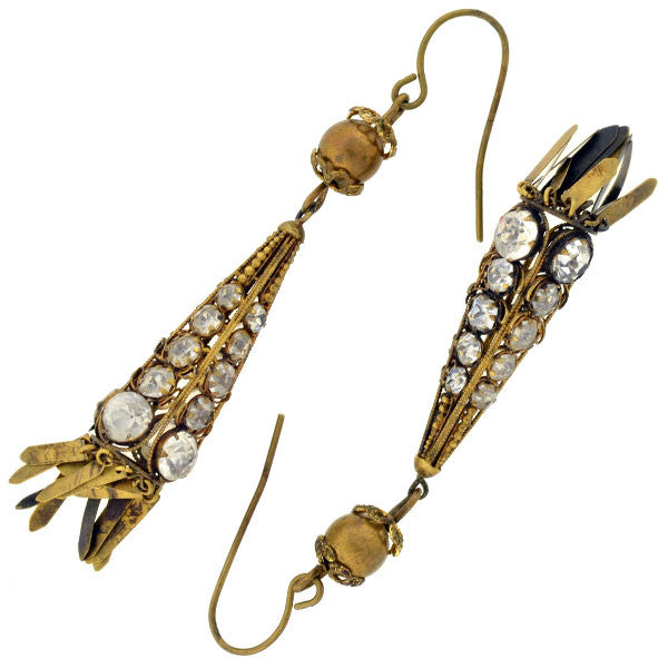 Victorian Gold-Filled French Paste Fringe Earrings