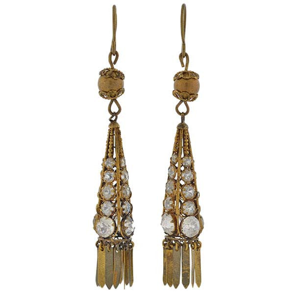 Victorian Gold-Filled French Paste Fringe Earrings