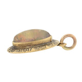 Art Nouveau 14kt Etched Frame + Boulder Opal Conversion Pendant