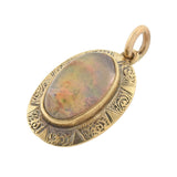 Art Nouveau 14kt Etched Frame + Boulder Opal Conversion Pendant