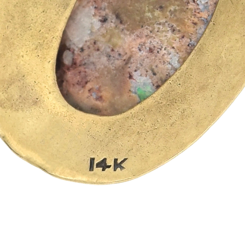 Art Nouveau 14kt Etched Frame + Boulder Opal Conversion Pendant