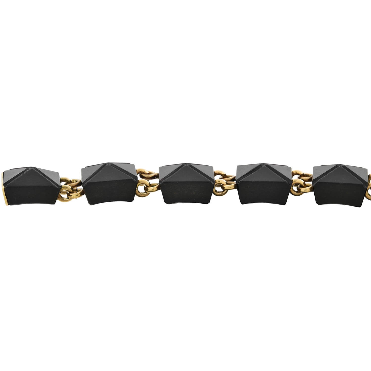 Victorian 14kt Carved Onyx Pyramidal Link Bracelet