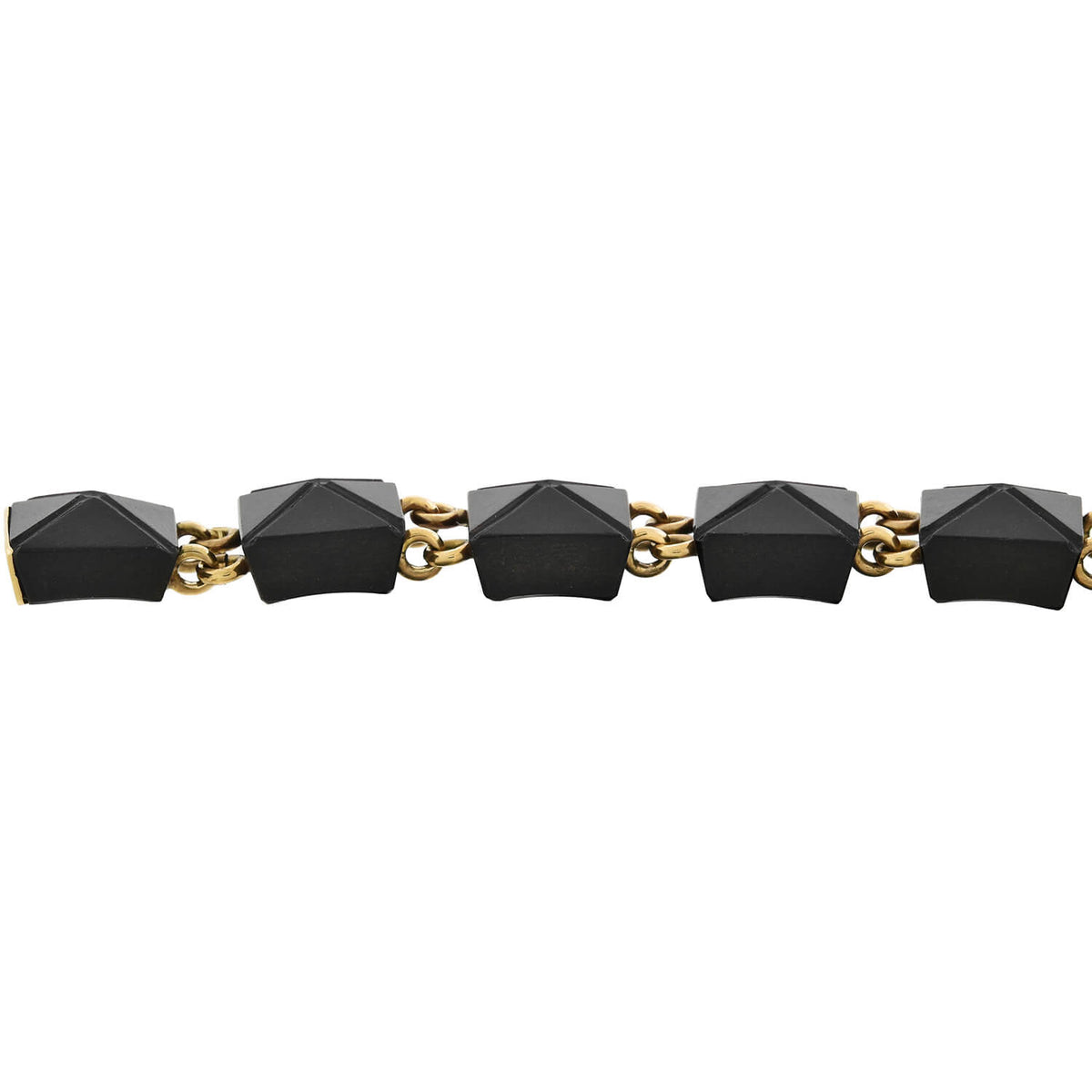 Victorian 14kt Carved Onyx Pyramidal Link Bracelet