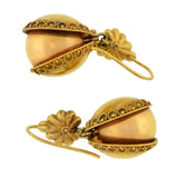 Victorian 15kt Rose + Yellow Gold Etruscan Shell Earrings