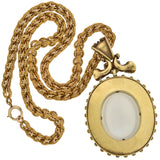 Victorian Large 18kt Enameled + Moonstone Pendant Necklace