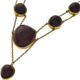 Victorian Dramatic 14kt Cabochon Garnet Festoon Necklace 15"