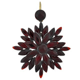 Victorian Brass Red Vauxhall Glass Starburst Earrings