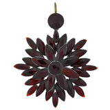 Victorian Brass Red Vauxhall Glass Starburst Earrings