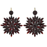 Victorian Brass Red Vauxhall Glass Starburst Earrings