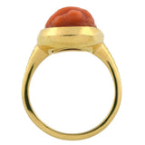 Victorian 18kt Carved Natural Coral Cameo Ring