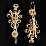Victorian Dramatic Silver & 14kt Rose Cut Earrings
