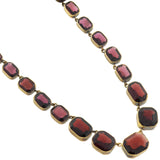 Victorian 14kt Faceted Garnet Link Collar Necklace 15.5"