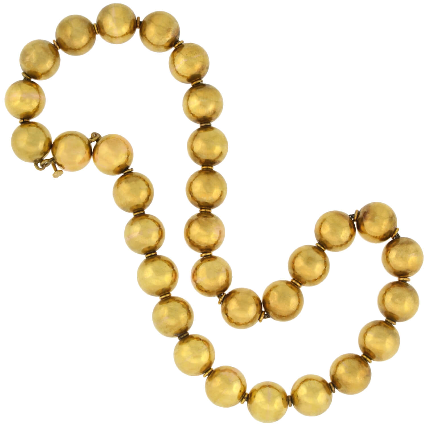 Victorian Rare 15kt Yellow Gold Large Bead Necklace 16.25"