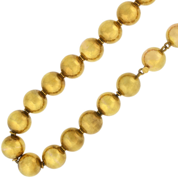 Victorian Rare 15kt Yellow Gold Large Bead Necklace 16.25"