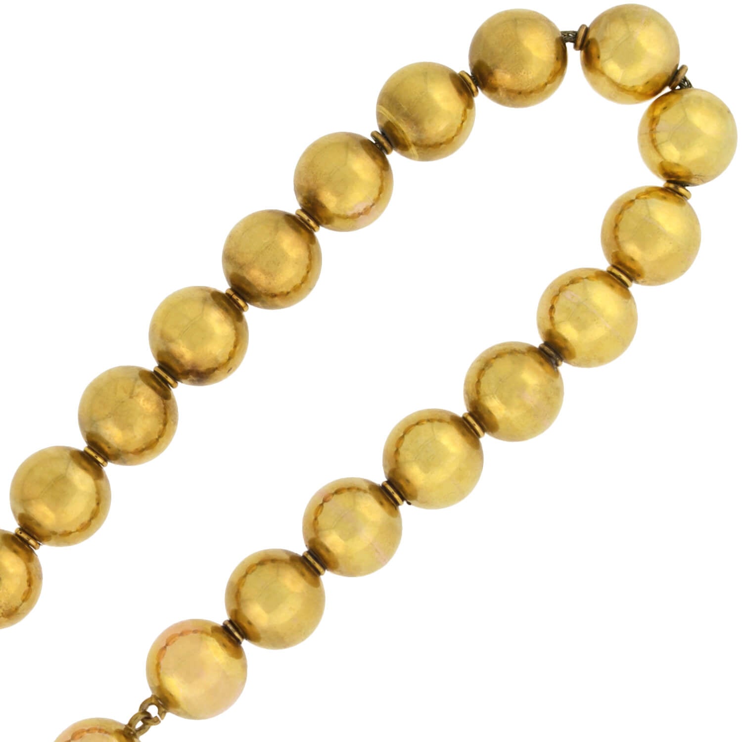 Victorian Rare 15kt Yellow Gold Large Bead Necklace 16.25"