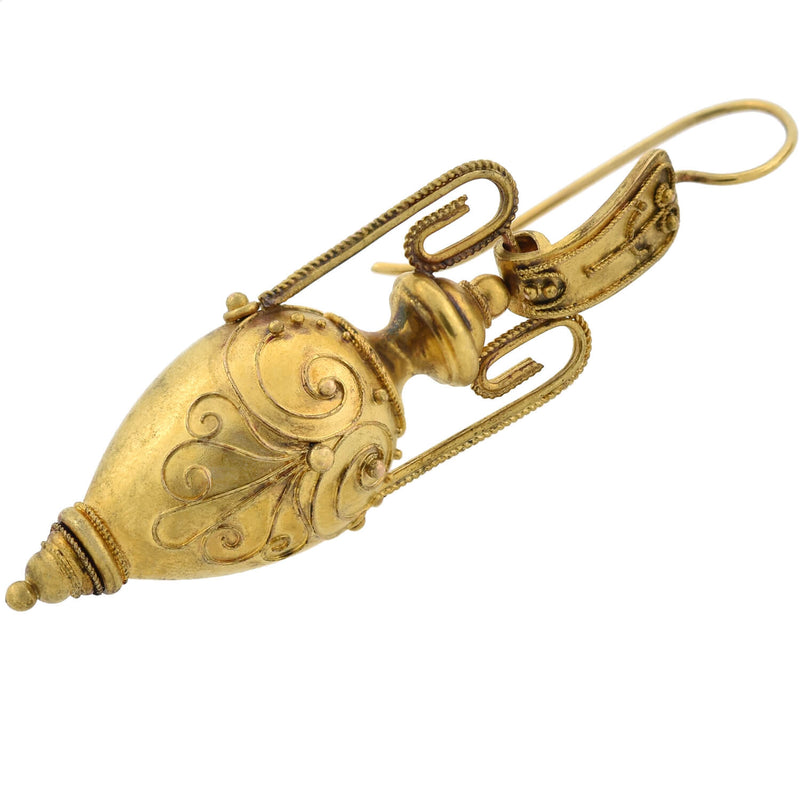 Victorian 15kt Etruscan Hanging Urn Earrings