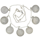 Victorian Sterling Silver Love Token Coin Compilation Necklace