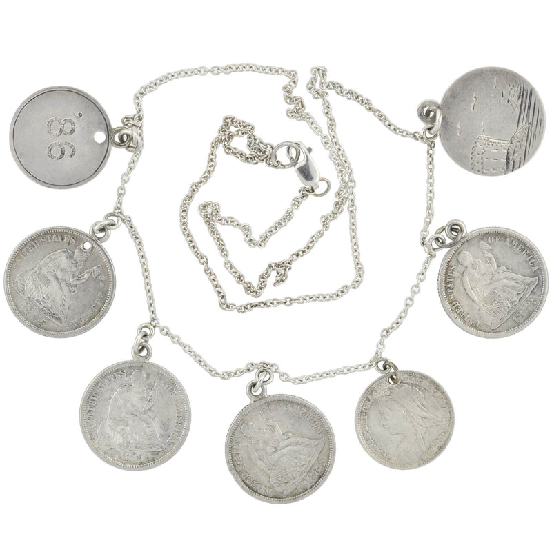 Victorian Sterling Silver Love Token Coin Compilation Necklace – A ...