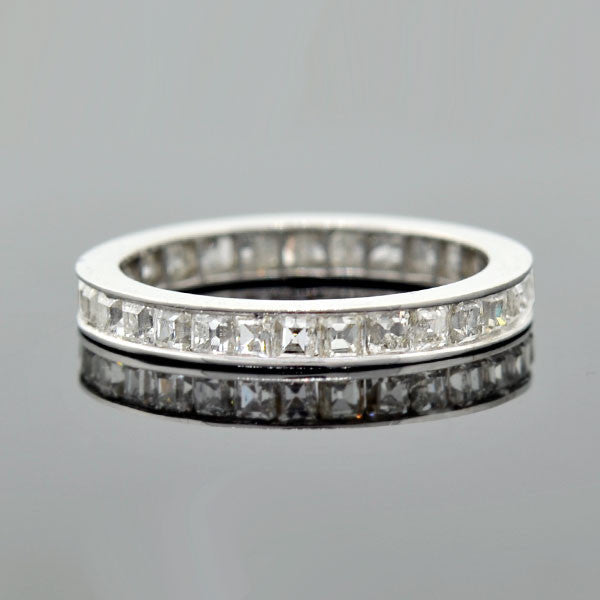 Art Deco Platinum Square Fancy Cut Diamond Eternity Band 2.25ctw