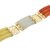 Vintage 14kt Carved Multi-Colored Jade Link Bracelet