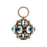 Vintage 9kt Glass "Evil Eye" Caged Ball Charm Pendant