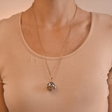 Vintage 9kt Glass "Evil Eye" Caged Ball Charm Pendant