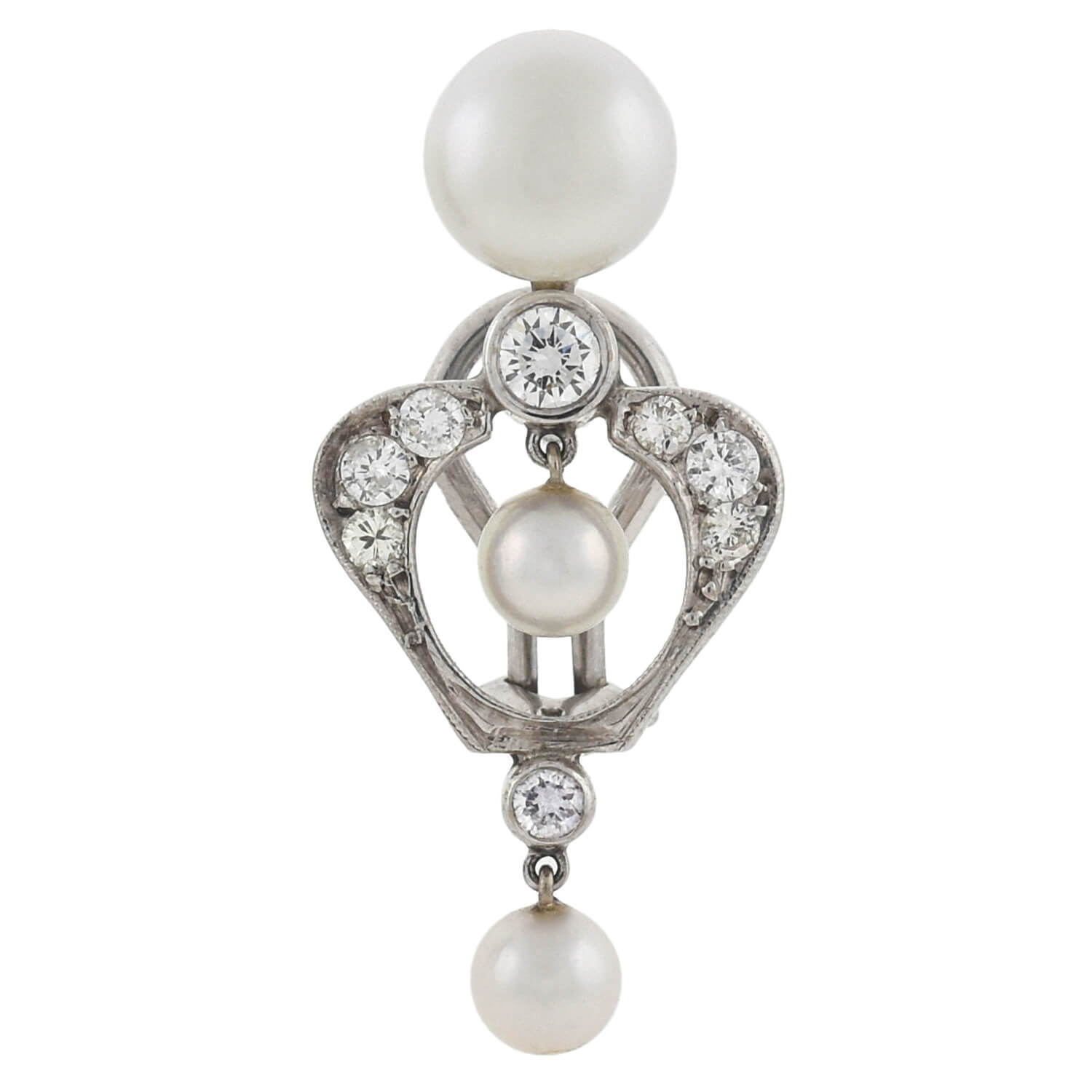 Vintage 14kt Gold Diamond + Pearl Earrings