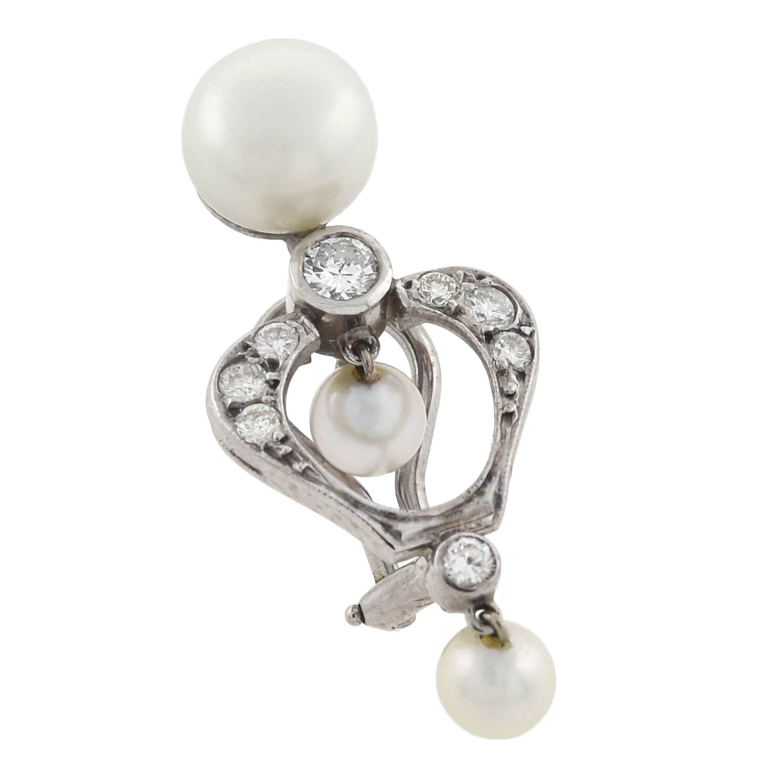 Vintage 14kt Gold Diamond + Pearl Earrings