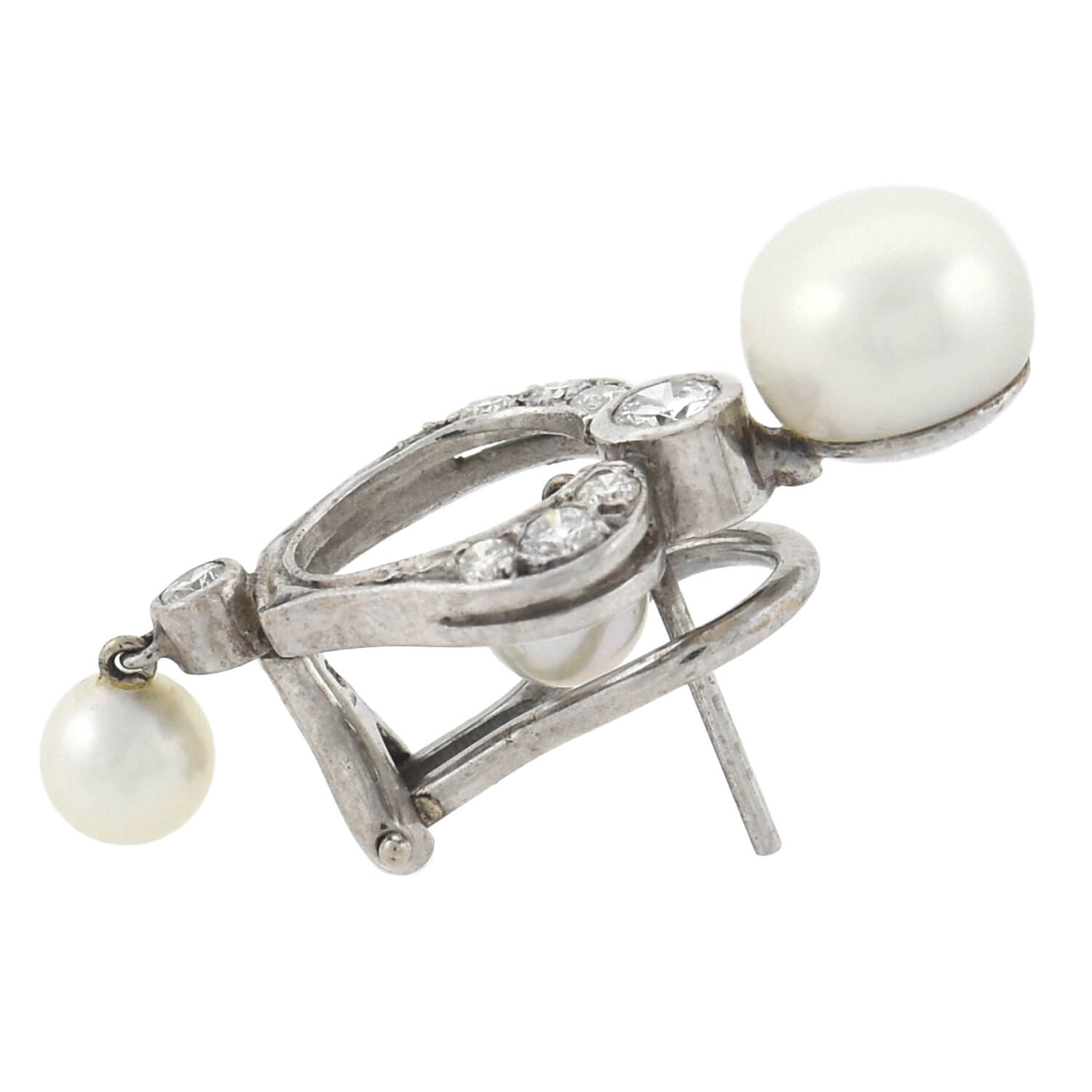 Vintage 14kt Gold Diamond + Pearl Earrings