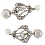 Vintage 14kt Gold Diamond + Pearl Earrings