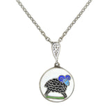 Vintage Sterling Enameled Aries + Fire Sign Double-Sided Pendant Necklace