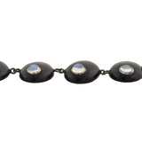 Vintage Sterling Silver Wood + Moonstone Link Necklace 16"