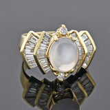 Vintage 14kt Moonstone + Diamond Ring 1.50ctw