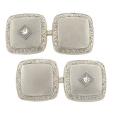 Art Deco 14kt White Gold & Diamond Cufflinks