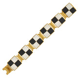 Vintage Signed Black & White Checkerboard Enamel Bracelet