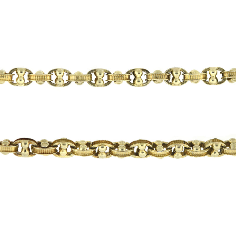 Victorian 15kt Milled Link Watch Chain Necklace 42"
