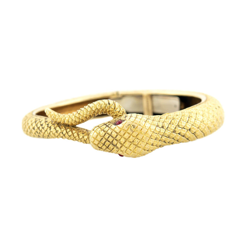 DAVID WEBB Estate 18k + Garnet Ouroboros Snake Bracelet 64.7g