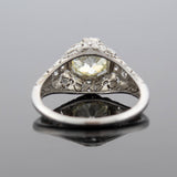 Art Deco Platinum + Old European Cut Diamond Floral Engagement Ring 1.91ctw