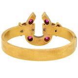 Victorian 18kt Natural Ruby & Diamond Horseshoe Bracelet