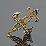 Victorian Russian Large Sterling/18kt Diamond Fleur De Lys Pin/Pendant 2.20ctw