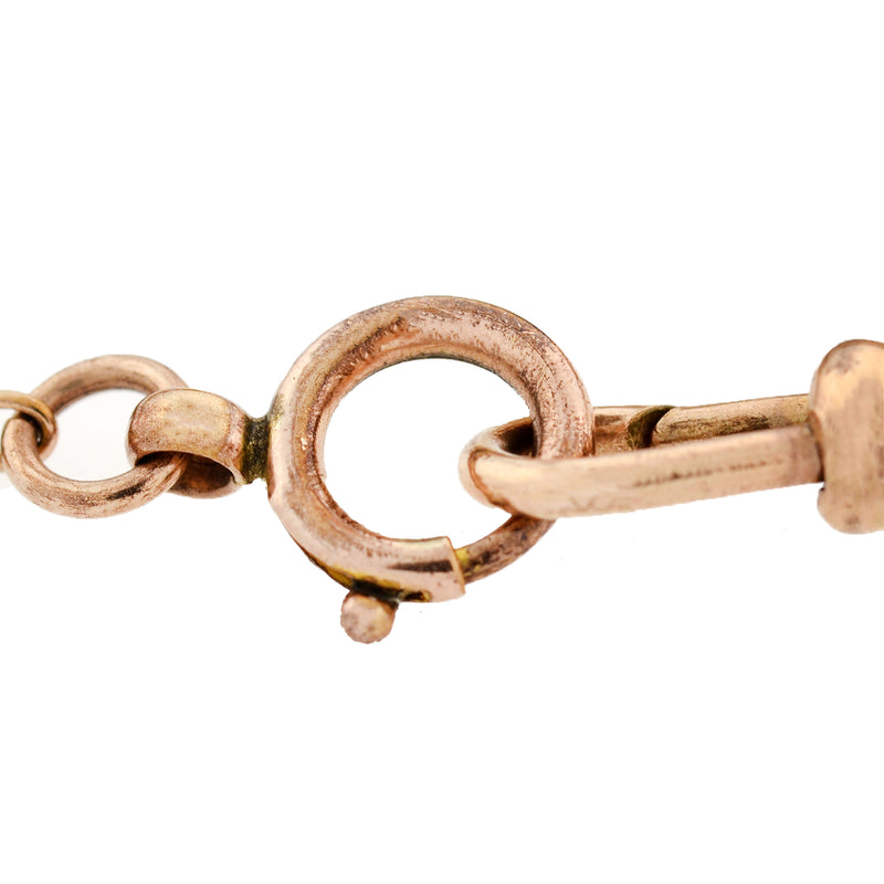 Art Nouveau Long Gold-Filled Twisted Link Muff Chain w/ Watch Swivel Clasp 45.5"