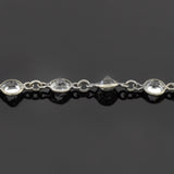 Art Deco Silver + French Paste Chain Necklace 62"