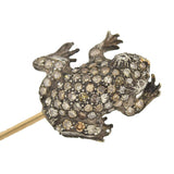 Victorian 15kt/Sterling Diamond Frog Stick Pin