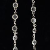 Art Deco Silver + French Paste Chain Necklace 62"