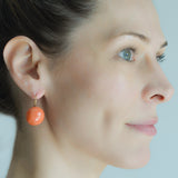 Victorian 14kt Large Natural Coral Cabochon Earrings
