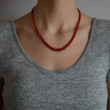 Edwardian Platinum/14kt Natural Oxblood Coral Bead Necklace 18.5"