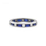 OSCAR HEYMAN Estate Platinum Sapphire Baguette + Diamond Eternity Band