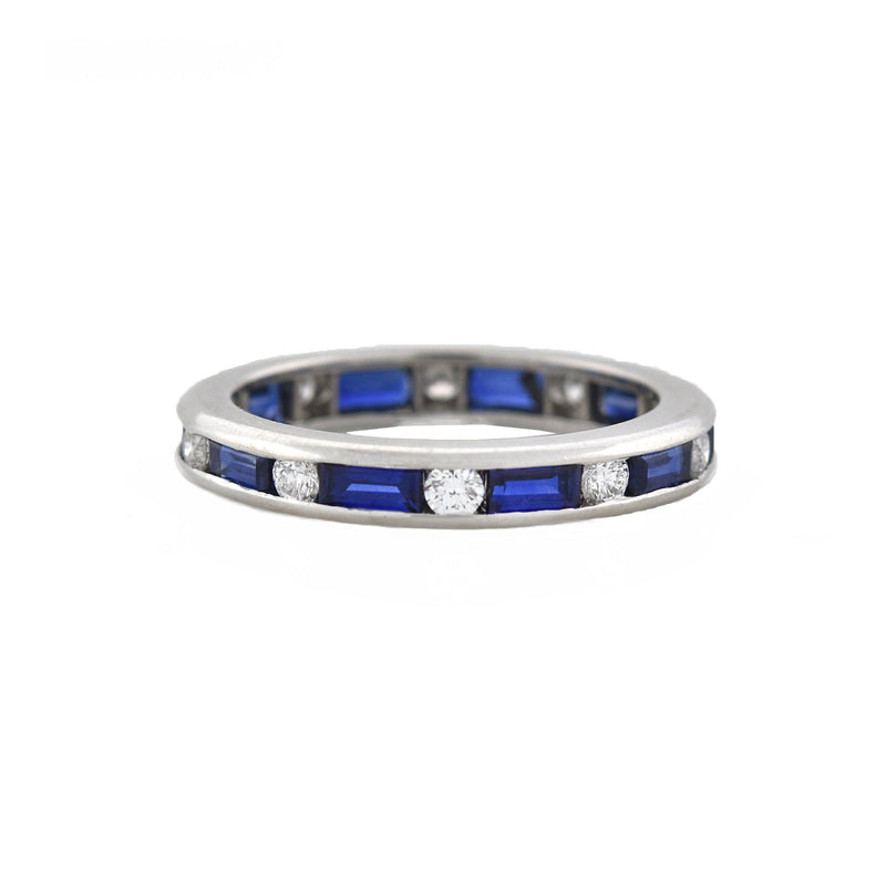 OSCAR HEYMAN Estate Platinum Sapphire Baguette + Diamond Eternity Band