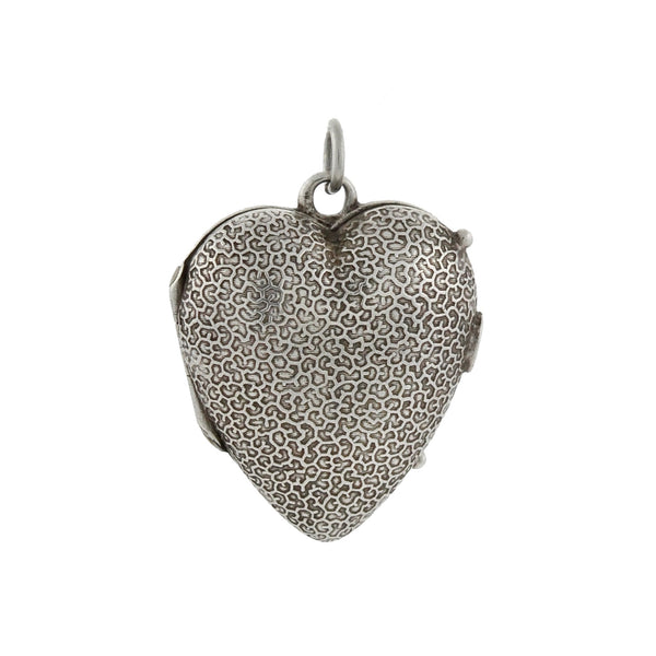 Victorian Sterling Silver Textured Puffy Heart Locket